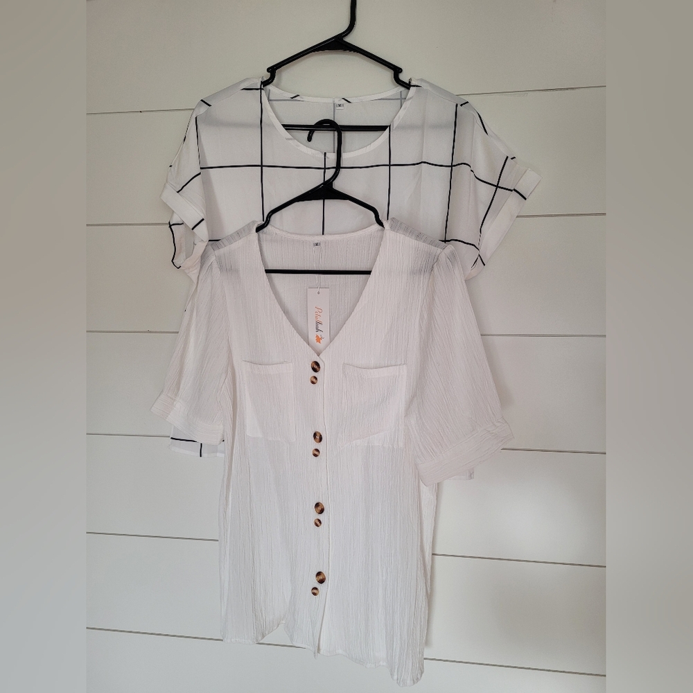 Petallush Blouses, set of 2, white and black, size Medium